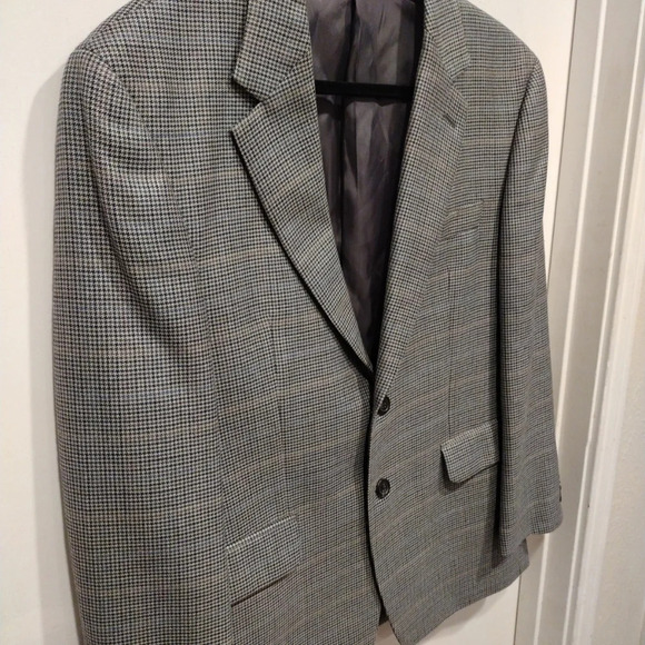 Chaps Men's Multicolor Hounds tooth Silk & Wool Blend Blazer Jacket Size 40S - Picture 3 of 9